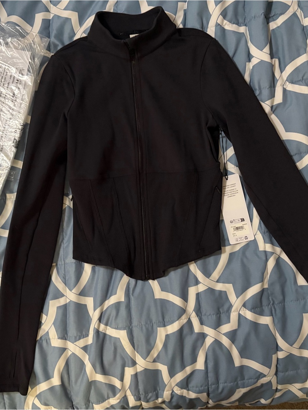 ALO Yoga Black Airbrush Corset Full Zip Jacket - Picture 4 of 6